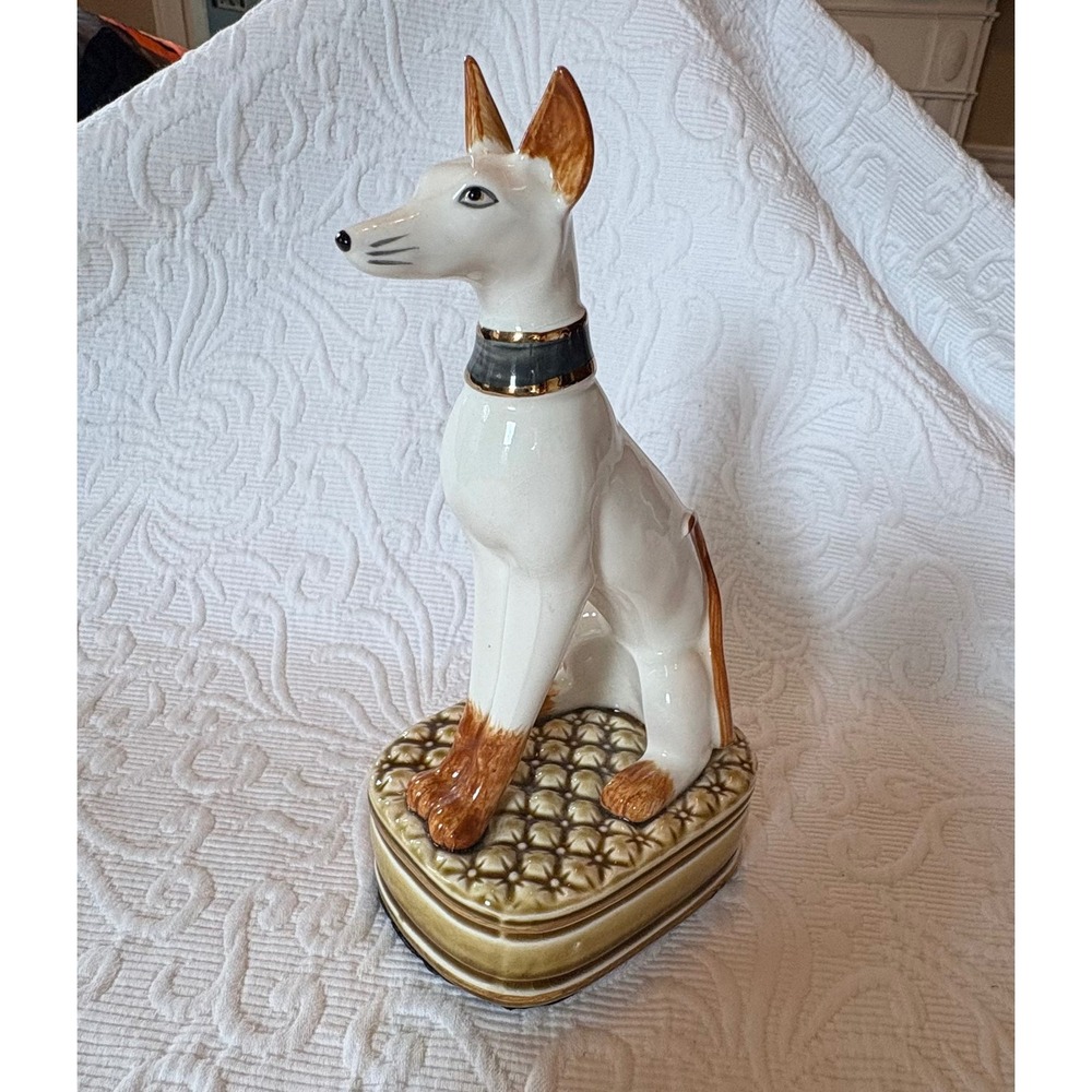 Andra by Sadek,Vintage Ibezan Whippet ceramic figururine hidden compartment‎